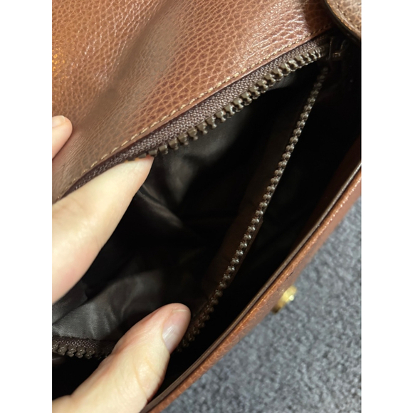 Auth CELINE Round Logo Shoulder bag Crossbody Bag Brown Leather - Picture 8 of 8